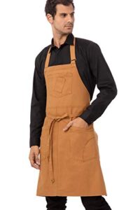 chef works unisex rockford bib apron, nutmeg, one size