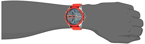 Diesel Men's 57mm Mr. Daddy 2.0 Quartz Stainless Steel and Silicone Chronograph Watch, Color: Gunmetal, Red (Model: DZ7370)