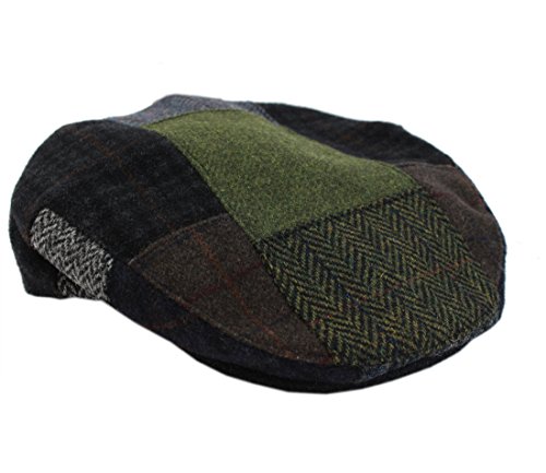 Mucros Men's Flat Cap Patchwork 100% Wool Made in Ireland Small