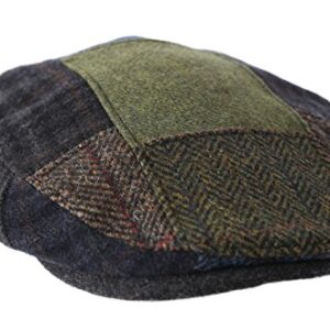 Mucros Men's Flat Cap Patchwork 100% Wool Made in Ireland Small