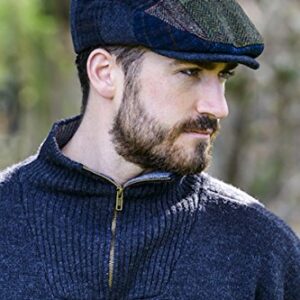 Mucros Men's Flat Cap Patchwork 100% Wool Made in Ireland Small