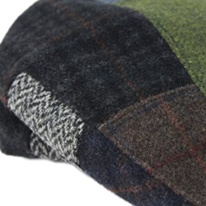 Mucros Men's Flat Cap Patchwork 100% Wool Made in Ireland Small