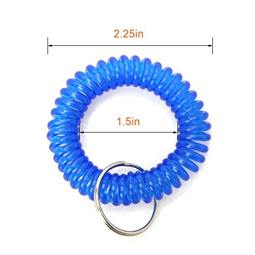 AHIER Pack of 5 Colorful Spring Spiral Wrist Coil Key Chain, Wrist Band Key Ring