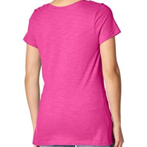 Hanes Women's Shirts, Slub Cotton Shirred V-Neck Tee, Cotton T-Shirts for Women, Women’s Tee Shirts