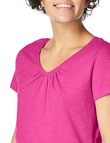 Hanes Women's Shirts, Slub Cotton Shirred V-Neck Tee, Cotton T-Shirts for Women, Women’s Tee Shirts