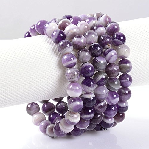 Natural African Amethyst Gemstone 8mm Round Beads Stretch Bracelet 7 Inch Unisex