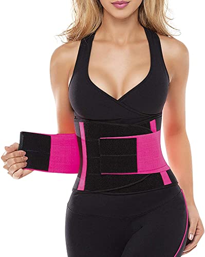 SHAPERX Women Waist Trainer Belt Waist Trimmer Belly Band Body Shaper Sports Girdles Workout Belt, SZ8002-Rose-S