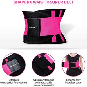 SHAPERX Women Waist Trainer Belt Waist Trimmer Belly Band Body Shaper Sports Girdles Workout Belt, SZ8002-Rose-S