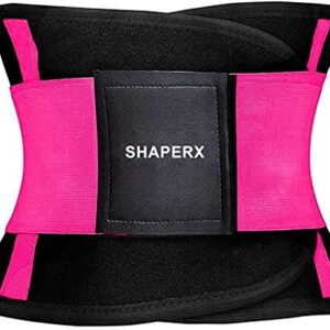 SHAPERX Women Waist Trainer Belt Waist Trimmer Belly Band Body Shaper Sports Girdles Workout Belt, SZ8002-Rose-S