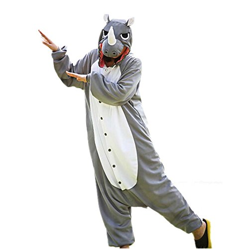 WOTOGOLD Animal Cosplay Costume Rhinoceros Unisex Adult Pajamas Gray