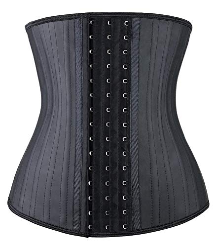 YIANNA Waist Trainer for Women Tummy Control Underbust 25 Steel Boned Sports Fitness Workout Hourglass Body Shaper, (Black,L)