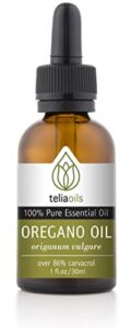 teliaoils 100% organic oil of oregano - super strength over 86% carvacrol - premium grade wild oregano oil from the mountains of greece - undiluted, certified, pure oregano essential oil - 1 oz
