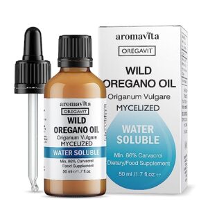 aromavita oregavit water soluble wild oregano oil–digestive, immune support, respiratory health, natural vegan dietary supplement–mouthwash, for healthy gums-soothe sore throats and boost immunity