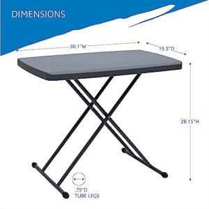 Iceberg IndestrucTable TOO 1200 Series, Personal Folding Table, Indoor/Outdoor, Commercial Grade, Charcoal, 19.5” L x 30” W x 28" H