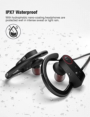 Bluetooth Headphones, Wireless Earbuds IPX7 Waterproof Sports Earphones 16H Playtime with Mic HD Stereo Sound Sweatproof in-Ear Earbuds Sound Isolation Headsets Gym Running Workout