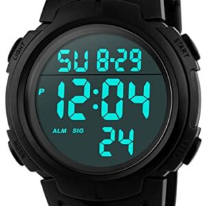 CakCity Mens Digital Sports Watch LED Screen Large Face Military Watches for Men Waterproof Stopwatch Alarm Simple Army Watch