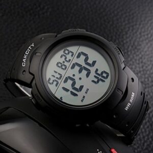 CakCity Mens Digital Sports Watch LED Screen Large Face Military Watches for Men Waterproof Stopwatch Alarm Simple Army Watch