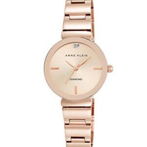 Anne Klein Women's AK/2434RGRG Diamond-Accented Rose Gold-Tone Bracelet Watch