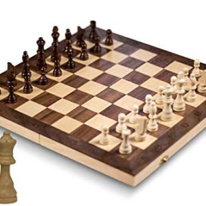 Smart Tactics 16" Folding Chess Set with Extra Queens Made of Wood - Standard Edition