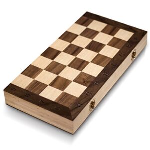 Smart Tactics 16" Folding Chess Set with Extra Queens Made of Wood - Standard Edition