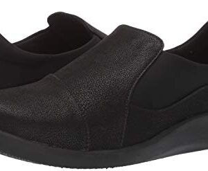 Clarks womens Sillian Paz Slip On Loafer, Black Synthetic Nubuck, 8.5 US