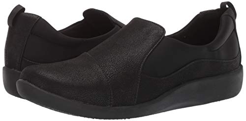 Clarks womens Sillian Paz Slip On Loafer, Black Synthetic Nubuck, 8.5 US