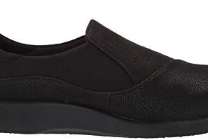 Clarks womens Sillian Paz Slip On Loafer, Black Synthetic Nubuck, 8.5 US