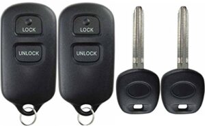 keylessoption 4 item bundle 2 key fobs keyless entry remotes for hyq12bbx plus 2 uncut ignition keys