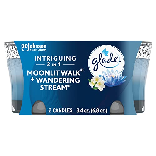 Glade Candle Jar, Air Freshener, 2in1, Moonlit Walk & Wandering Stream, 3.4 Oz, 2 Count