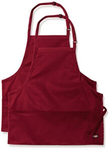 dickies chef uniform apron, one size, burgundy