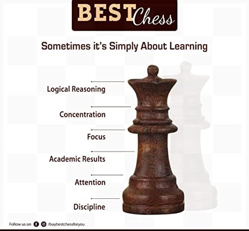 BCBESTCHESS Set, Premium Quality, Handcrafted Rosewood Unique Chess Board Set, Foldable Secure Storage for Magnetic Pieces with Extra Queens, Chess Set for Kids and Adults, Brown(12x12 Inches)