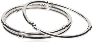 nine west women's classics silvertone stretch bangle bracelet 3 piece set