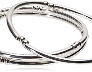 NINE WEST Women's Classics Silvertone Stretch Bangle Bracelet 3 Piece Set