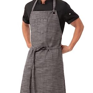 Chef Works Unisex Corvallis Chefs Bib Apron, Black Steel Grey, One Size