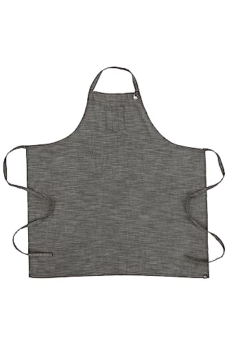 Chef Works Unisex Corvallis Chefs Bib Apron, Black Steel Grey, One Size