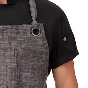 Chef Works Unisex Corvallis Chefs Bib Apron, Black Steel Grey, One Size