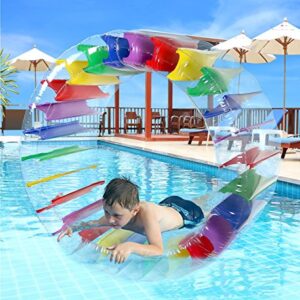 Greenco Kids Colorful Inflatable Water Wheel Roller Float | Giant Pool Float for Kids 52" Diameter | Inflatable Rolling Wheel | Lake Floats & Pool Toys | Summer Fun for Pool, Lake, Beach Party