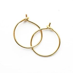 small solid 14k yellow gold hoops. mini earrings choose 8mm 10mm or 12mm in 24 gauge or 22 gauge 1 pair minimalist hypoallergenic huggie sleeper hoop earrings