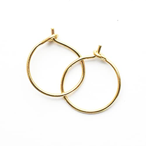 Small Solid 14k Yellow Gold Hoops. Mini Earrings Choose 8mm 10mm or 12mm in 24 Gauge or 22 Gauge 1 pair Minimalist Hypoallergenic Huggie Sleeper Hoop Earrings