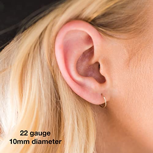 Small Solid 14k Yellow Gold Hoops. Mini Earrings Choose 8mm 10mm or 12mm in 24 Gauge or 22 Gauge 1 pair Minimalist Hypoallergenic Huggie Sleeper Hoop Earrings