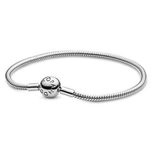 pandora jewelry smooth moments snake chain charm sterling silver bracelet, 8.3"
