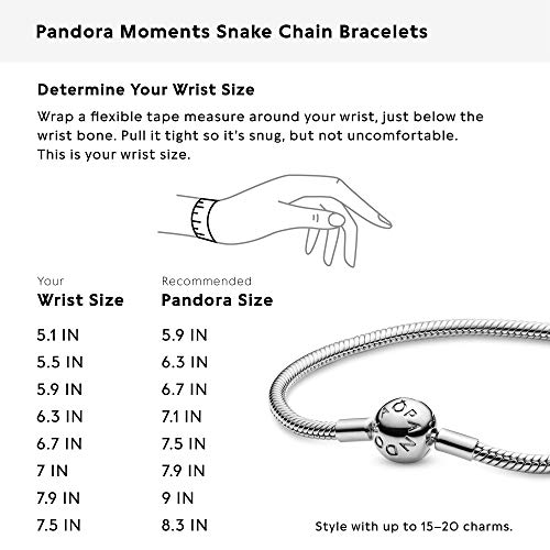 PANDORA Jewelry Smooth Moments Snake Chain Charm Sterling Silver Bracelet, 8.3"