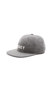 obey men's afton wool 6 panel cap, heather grey, one size