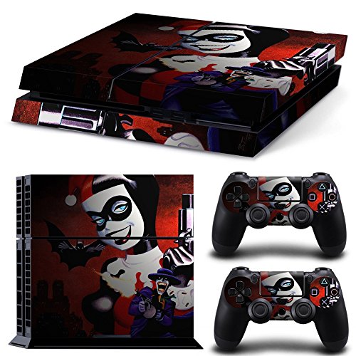 CAN Ps4 Console Designer Protective Vinyl Skin Decal Cover for Sony Playstation 4 & Remote Dualshock 4 Wireless Controller Stickers - Harley Quinn Catoon