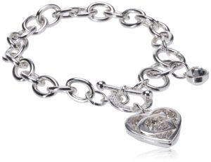 guess toggle chain bracelet with logo heart link charm bracelet