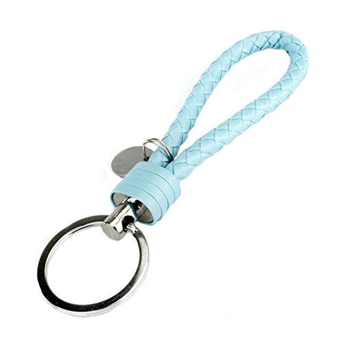 ocharzy Key Chains Handwoven Leather Keychain Simple Car Key Chain Accessories Keychain Gift for Men and Women Father‘s Day (Pack of 1, Sky Blue)