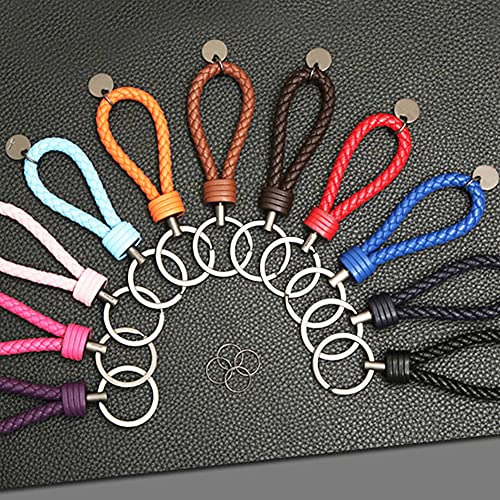 ocharzy Key Chains Handwoven Leather Keychain Simple Car Key Chain Accessories Keychain Gift for Men and Women Father‘s Day (Pack of 1, Sky Blue)