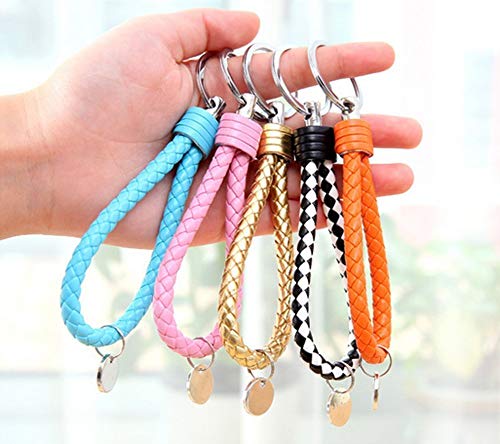 ocharzy Key Chains Handwoven Leather Keychain Simple Car Key Chain Accessories Keychain Gift for Men and Women Father‘s Day (Pack of 1, Sky Blue)