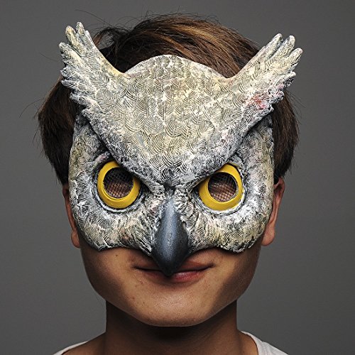 YU FENG Half Face Owl Mask Halloween Masquerade Stage Performance Decorative Cosplay Costume Latex Animal Head Mask Props