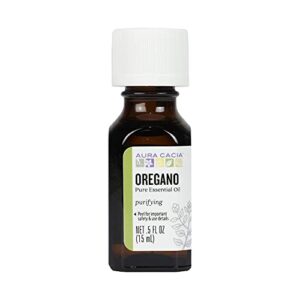aura cacia 100% pure oregano essential oil, gc/ms tested for purity, 15 ml, origanum vulgare, 0.5 fl oz